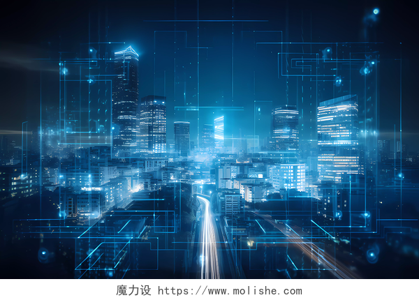 创新发展科技未来智慧城市网络科技城市线条商务大数据背景  